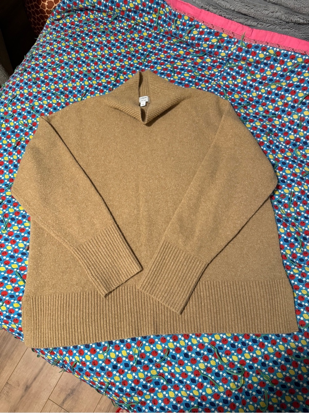 NWOT J. Crew Mock Neck Extra Soft Sweater in Camel.  Size Large.